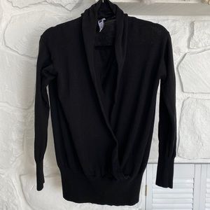 Gap Black Wrap sweater long sleeved cowl like neckline stretch with spandex